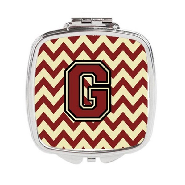 Carolines Treasures Letter G Chevron Maroon and Gold Compact Mirror CJ1061-GSCM